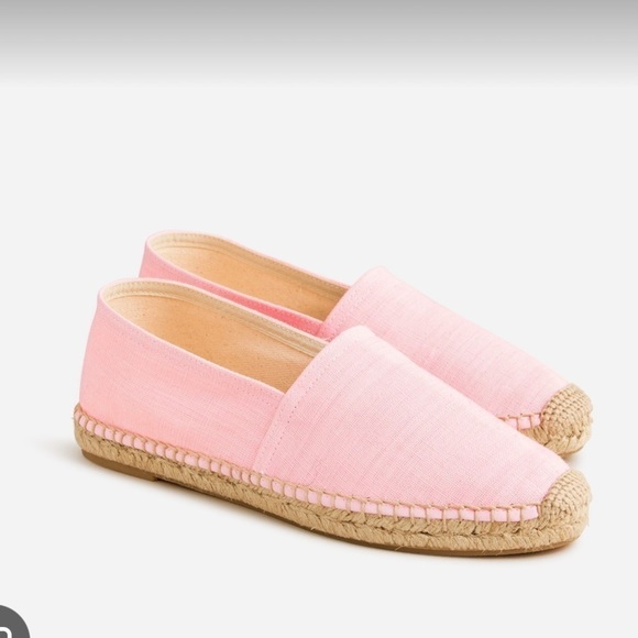 Nwot J crew Made-in-Spain espadrille flats in linen pink - Picture 1 of 5